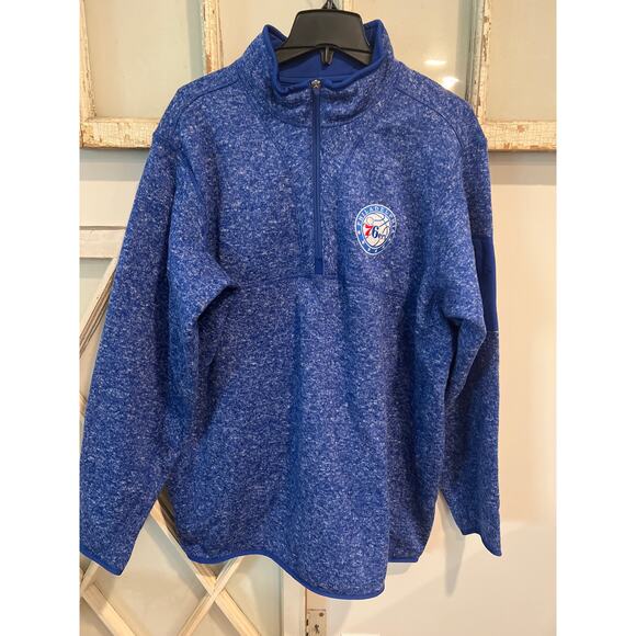 Antigua size 2XL Philadelphia 76ers fleece pullover 1/4 zip jacket NBA - Picture 1 of 3